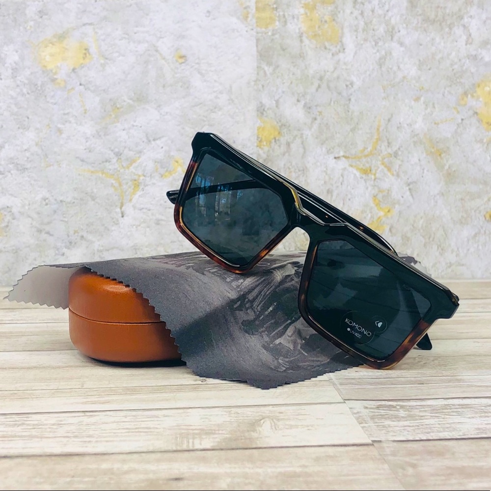 KOMONO Sunglasses Benicio Black Tortoise Rectangular 😎 - Picture 6 of 12